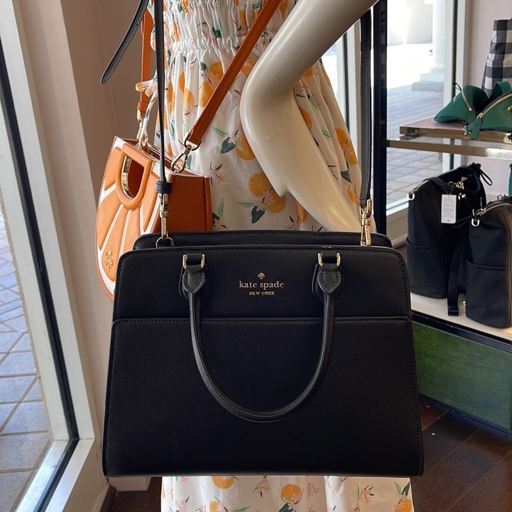 Kate Spade Madison Safiano Leather Medium Satchel Handbag 
COLOR: Black 

NWT